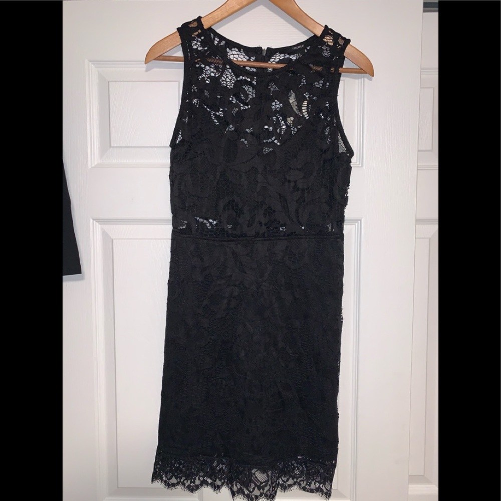 🟣Forever 21 black lace bodycon sheer dress large